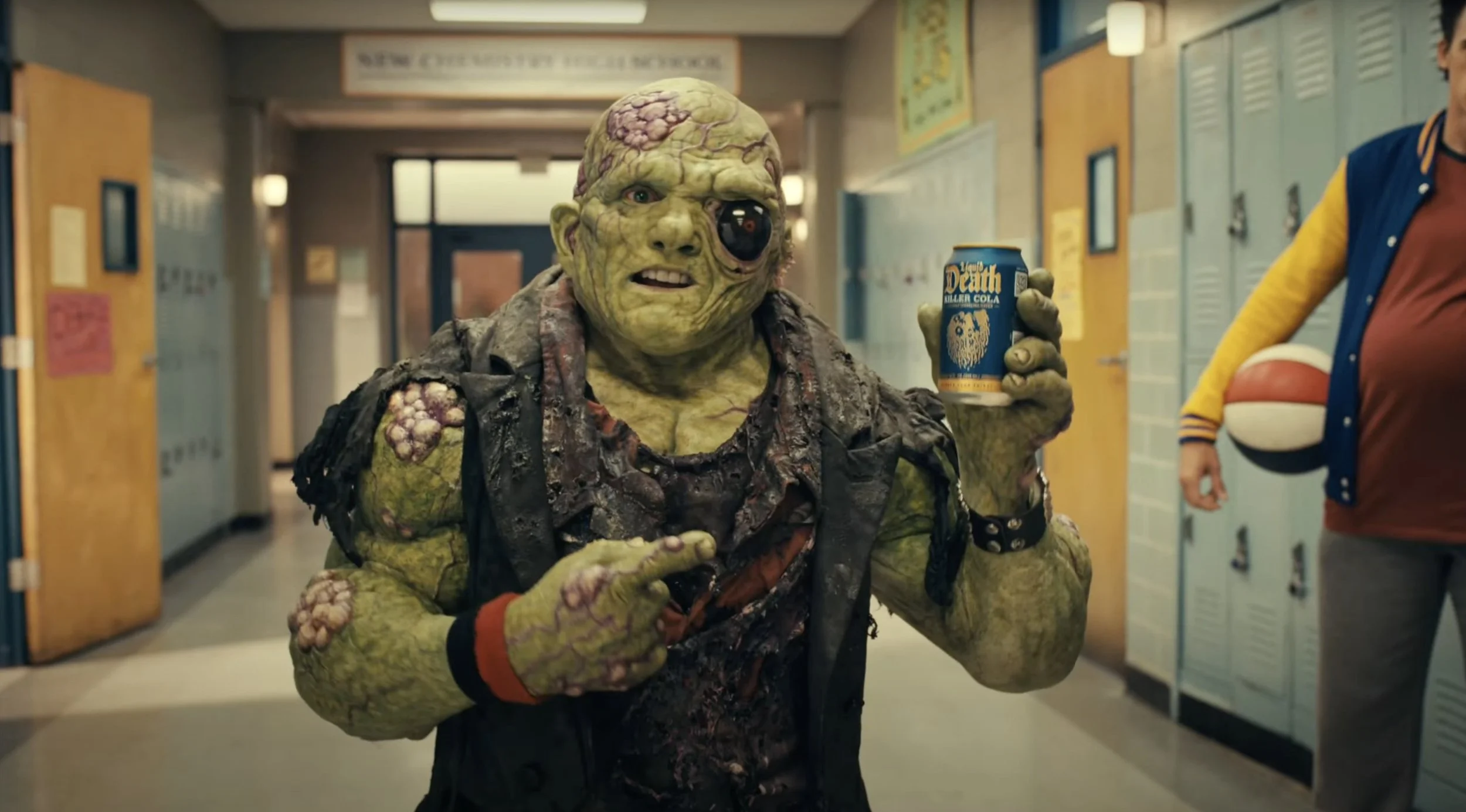 The toxic avenger becomes the new spokesman for liquid death in an NSFW advertising spot